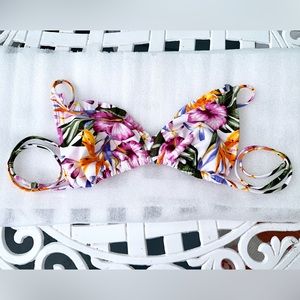 MASSIMO Floral Tropical Ruffled Bikini Top White Small